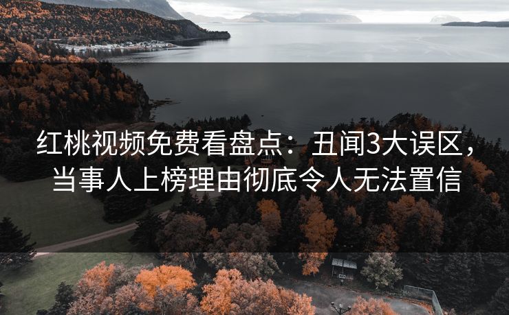 红桃视频免费看盘点：丑闻3大误区，当事人上榜理由彻底令人无法置信
