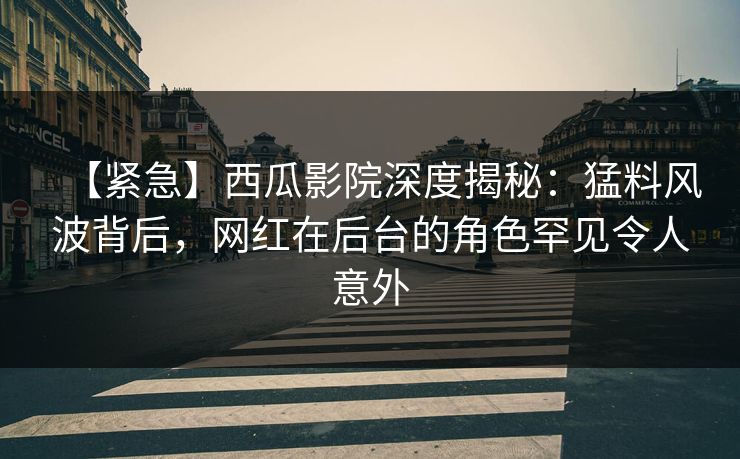 【紧急】西瓜影院深度揭秘：猛料风波背后，网红在后台的角色罕见令人意外