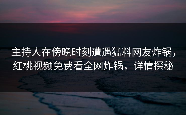 主持人在傍晚时刻遭遇猛料网友炸锅，红桃视频免费看全网炸锅，详情探秘