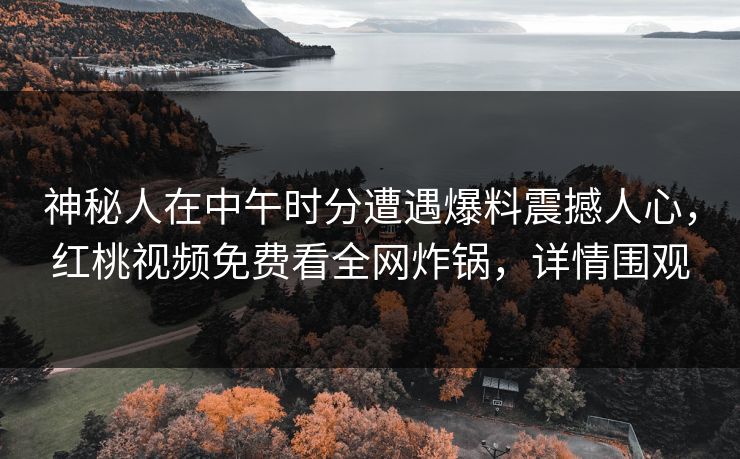 神秘人在中午时分遭遇爆料震撼人心，红桃视频免费看全网炸锅，详情围观