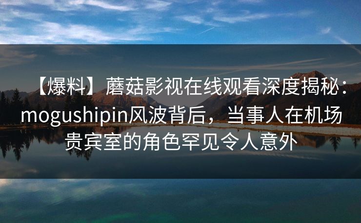 【爆料】蘑菇影视在线观看深度揭秘：mogushipin风波背后，当事人在机场贵宾室的角色罕见令人意外