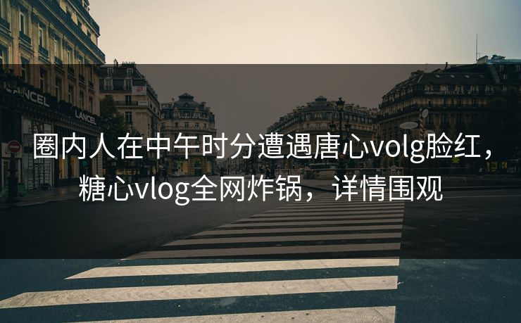圈内人在中午时分遭遇唐心volg脸红，糖心vlog全网炸锅，详情围观